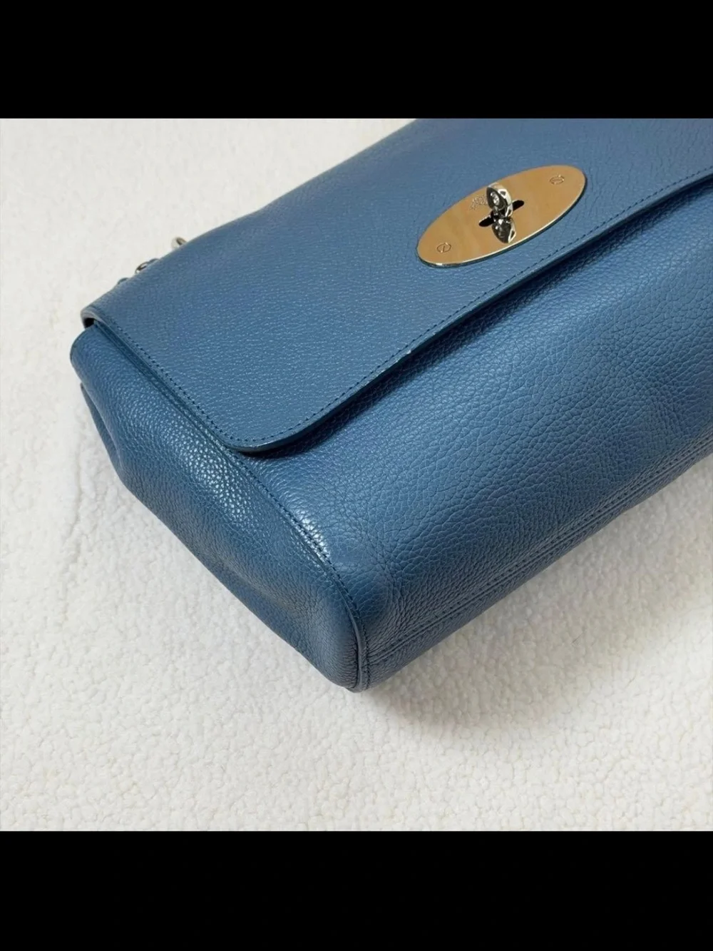 Mulberry Blue Leather Chain-Handle Shoulder Bag